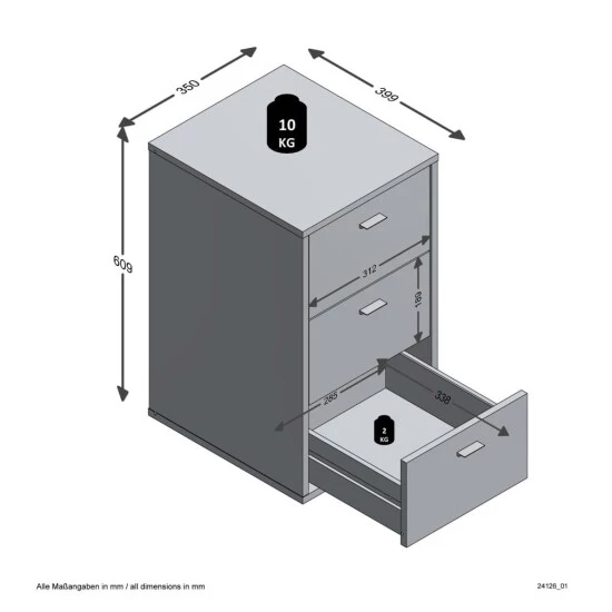 Aktion ✔️ FMD Möbel FMD Nachttisch Mit 3 Schubladen Hochglanz-Weiß ⌛ – Bild 4