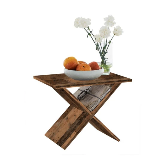 Bestes Angebot 🔔 FMD Möbel FMD Furniture Beistelltisch Nachttisch 55 X 43 X 39 Cm Old Style Dunkel, Gekreuzte Beine In X-Form Bietet Stauraum 😍 – Bild 6