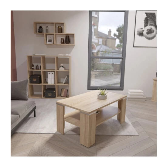 Billig 🔔 FMD Möbel FMD Couchtisch Mit Ablage 100×60×46 Cm Eichenoptik 🔥 – Bild 6