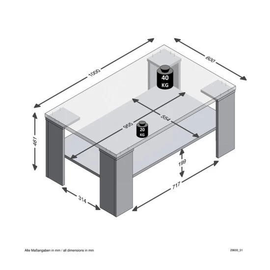 Billig 🔔 FMD Möbel FMD Couchtisch Mit Ablage 100×60×46 Cm Eichenoptik 🔥 – Bild 8
