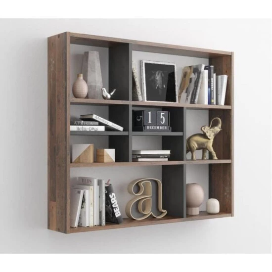 Am billigsten 🛒 FMD Möbel FMD Mika Large Bibliotheque - Schwarz Alter Dunkler Stil 🛒