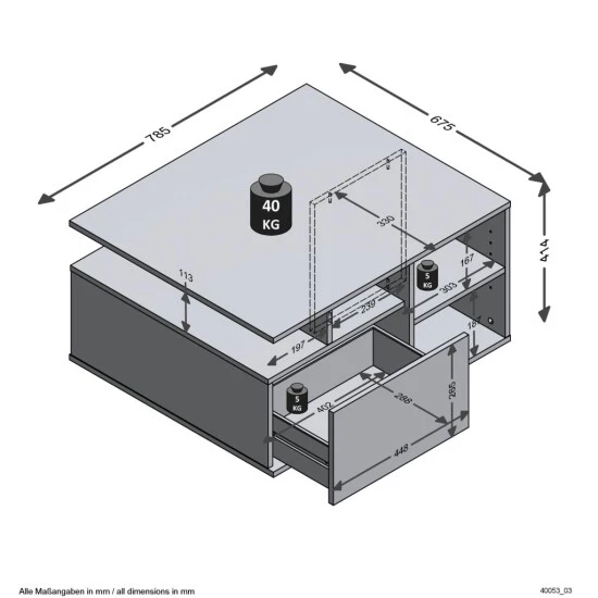 Aktion 😉 FMD Möbel Couchtisch TWIN Wohnzimmertisch Mit Lade Weiß / Artisan Eiche Ca. 68 X 42 X 78 Cm 🤩 – Bild 2