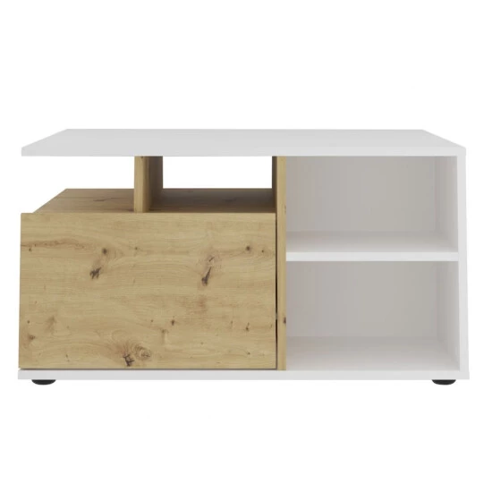 Aktion 😉 FMD Möbel Couchtisch TWIN Wohnzimmertisch Mit Lade Weiß / Artisan Eiche Ca. 68 X 42 X 78 Cm 🤩 – Bild 3