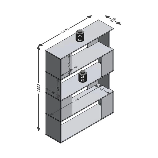 Besorgen ⌛ FMD Möbel Raumteiler VAREL Standregal Weiß / Artisan Eiche Nb. Ca. 117 X 160 X 39,6 Cm ❤️ – Bild 3