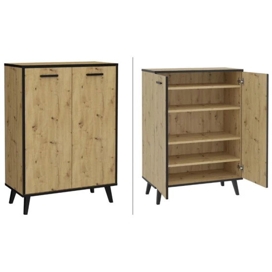 Brandneu ⭐ FMD Möbel Kommode PLAU Schuhschrank Artisan Eiche Ca. 15 Paar Schuhe Ca. 69 X 94 X 33 Cm ✔️