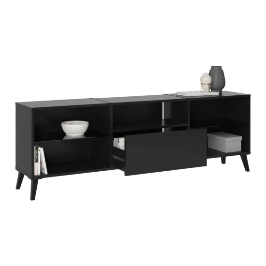 Neu ⌛ FMD Möbel Kommode Lowboard Hifi Fernseher Regal Hängend Oder Stehend Montierbar DARK 4 Schwarz 💯