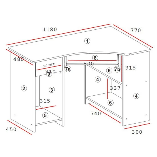 Coupon 🌟 FMD Möbel FELIX 1 Computertisch Mit 1 Schubkasten - Weiß - Maße: 118 Cm X 76 Cm X 77 Cm; 350-001 ✨ – Bild 6