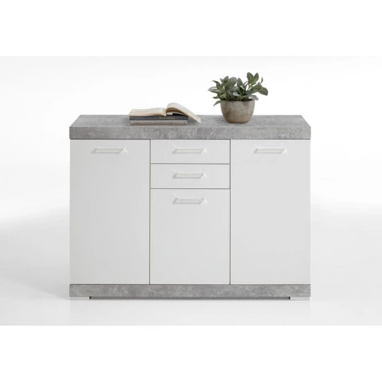 Besorgen 🤩 FMD Möbel FMD Kommode M. 3 Türen U. 2 SK, Bestehend Aus 2 Colli BRISTOL 3 XL Beton LA/weiß Edelglanz; 4020-303 🎉 – Bild 2