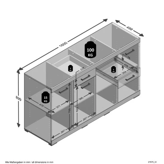 Rabatt 😀 FMD Möbel FMD Furniture 4020-404 Kommode In Nachbildung Sonoma Eiche Nachbildung, Maße Ca. 160 X 90 X 50 Cm (BxHxT) 😉 – Bild 6