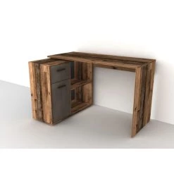 Blitzangebot ❤️ FMD Möbel FMD Furniture 360-001 Schreibtisch-Winkelkombination In Ausführung Old Style Dunkel/Stahl Dunkel, Maße Tisch Ca. 117 X 73,7 X 50 Cm / Maße Regal Ca. 80 X 69 X 33 Cm (BxHxT) ✔️