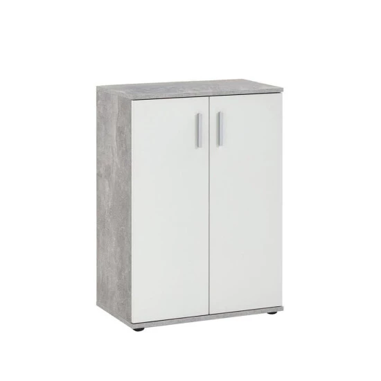 Aktion ❤️ FMD Möbel FMD Furniture Sideboard Kommode 60 X 35 X 83 Cm In Beton LA/weiß 2 Türen Höhenverstellbare Böden, Mit Rückwand ✔️ – Bild 11