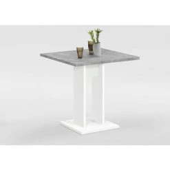 Aktion 🛒 FMD Möbel FMD Furniture Esstisch Säulentisch 70 X 70 X 75 Cm Weiß / Beton LA Küchentisch Für Schmale Küchen ⌛