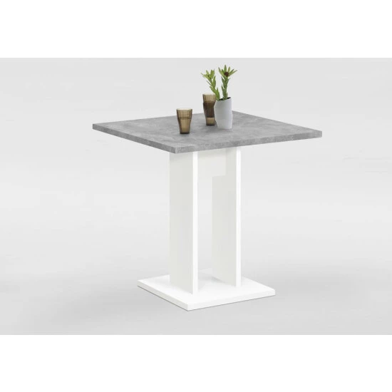 Aktion 🛒 FMD Möbel FMD Furniture Esstisch Säulentisch 70 X 70 X 75 Cm Weiß / Beton LA Küchentisch Für Schmale Küchen ⌛