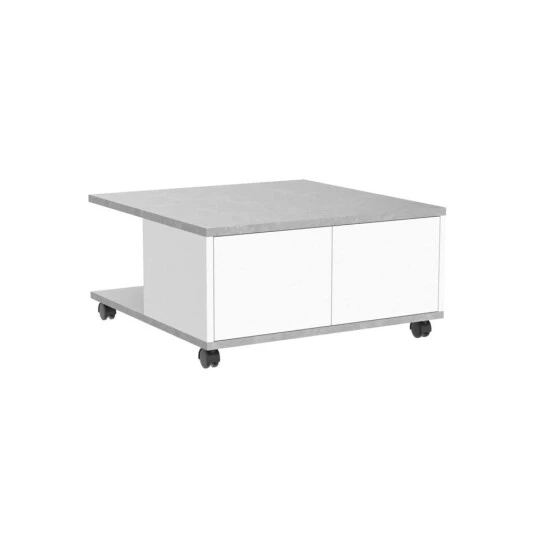 Besorgen ✔️ FMD Möbel FMD Furniture Couchtisch Sofatisch 70 X 70 X 36 Cm Beton / Weiß Edelglanz Zwei Ablagen + 2 Schubladen, Auf Rollen 😀 – Bild 12