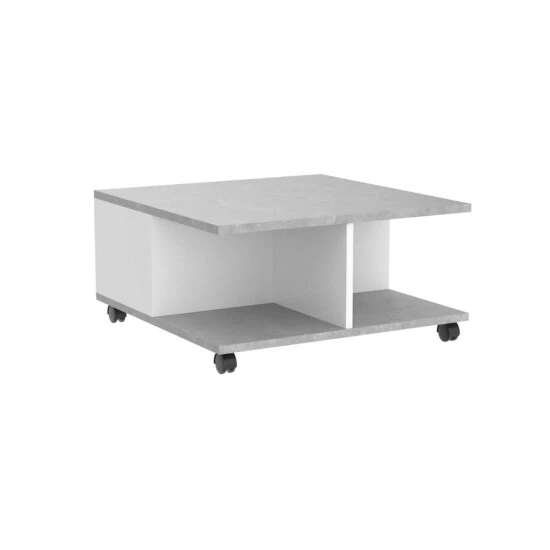 Besorgen ✔️ FMD Möbel FMD Furniture Couchtisch Sofatisch 70 X 70 X 36 Cm Beton / Weiß Edelglanz Zwei Ablagen + 2 Schubladen, Auf Rollen 😀 – Bild 15
