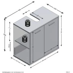 Bester Verkauf 🛒 FMD Möbel FMD Furniture Waschbeckenunterschrank Badschrank 60 X 59 X 33 Cm Matera / Old Style Dunkel Mit Doppeltüren Und Verstellbaren Böden 🤩
