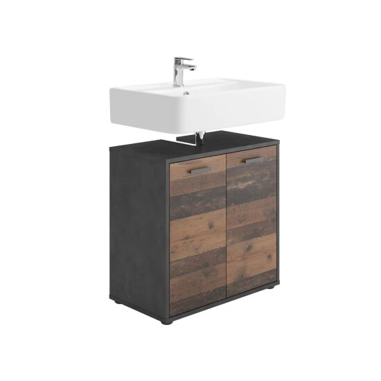 Bester Verkauf 🛒 FMD Möbel FMD Furniture Waschbeckenunterschrank Badschrank 60 X 59 X 33 Cm Matera / Old Style Dunkel Mit Doppeltüren Und Verstellbaren Böden 🤩 – Bild 7