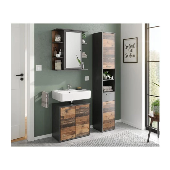 Bester Verkauf 🛒 FMD Möbel FMD Furniture Waschbeckenunterschrank Badschrank 60 X 59 X 33 Cm Matera / Old Style Dunkel Mit Doppeltüren Und Verstellbaren Böden 🤩 – Bild 12