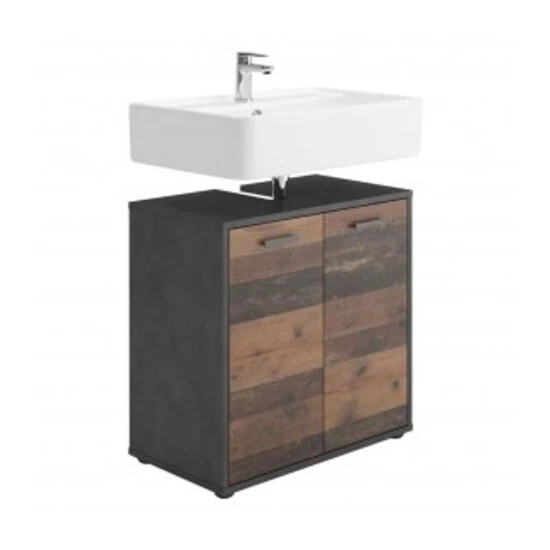 Bester Verkauf 🛒 FMD Möbel FMD Furniture Waschbeckenunterschrank Badschrank 60 X 59 X 33 Cm Matera / Old Style Dunkel Mit Doppeltüren Und Verstellbaren Böden 🤩 – Bild 13