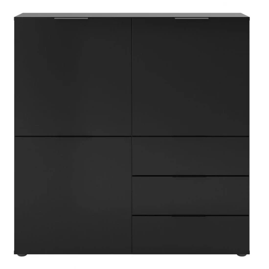 Besorgen 😉 FMD Möbel Kommode Sideboard Highboard Schubladen Ca. 100 X 101 X 32 Cm DARK 2 Schwarz 😉 – Bild 2