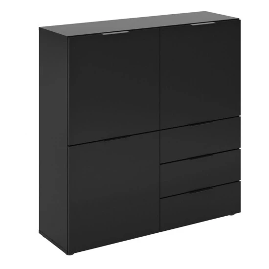 Besorgen 😉 FMD Möbel Kommode Sideboard Highboard Schubladen Ca. 100 X 101 X 32 Cm DARK 2 Schwarz 😉 – Bild 4