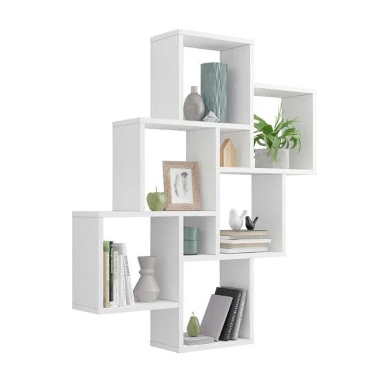 Neu 🤩 FMD Möbel Wandregal - Weiß Matt - 82 X 16 Cm - Mit 8 Ablageflächen 🥰