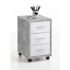 Besorgen ❤️ FMD Möbel FMD Furniture 367-002 Rollcontainer In Nachbildung Beton Light Atelier/Hochglanz-Weiß, Maße Ca. 35 X 59 X 42 Cm (BxHxT) 👍