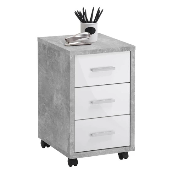 Besorgen ❤️ FMD Möbel FMD Furniture 367-002 Rollcontainer In Nachbildung Beton Light Atelier/Hochglanz-Weiß, Maße Ca. 35 X 59 X 42 Cm (BxHxT) 👍 – Bild 8