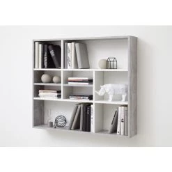 Angebote ✔️ FMD Möbel FMD Furniture 269-001 Wandregal In Nachbildung Beton Light Atelier/Weiß, Maße Ca. 90 X 78,5 X 16 Cm (BxHxT) 💯