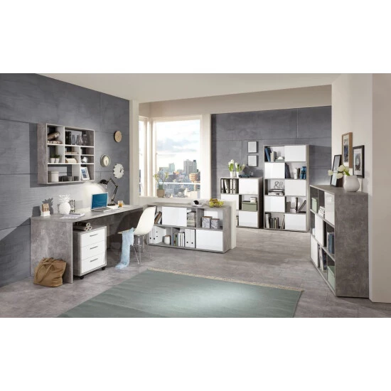 Angebote ✔️ FMD Möbel FMD Furniture 269-001 Wandregal In Nachbildung Beton Light Atelier/Weiß, Maße Ca. 90 X 78,5 X 16 Cm (BxHxT) 💯 – Bild 2