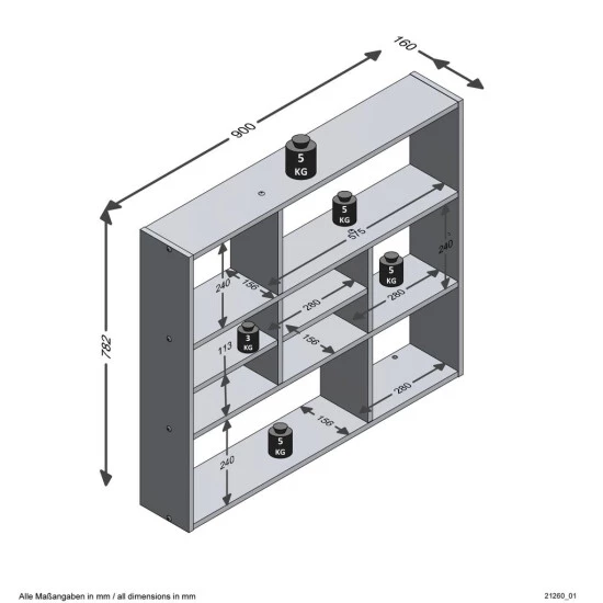 Angebote ✔️ FMD Möbel FMD Furniture 269-001 Wandregal In Nachbildung Beton Light Atelier/Weiß, Maße Ca. 90 X 78,5 X 16 Cm (BxHxT) 💯 – Bild 4
