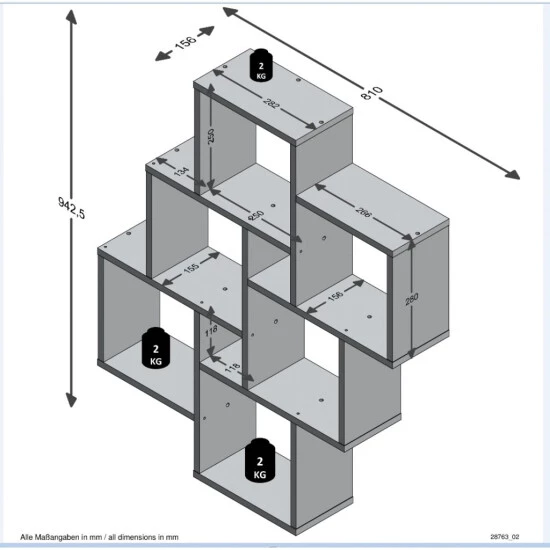 Brandneu đ FMD Möbel FMD Wandregal LAURIO 2 Eiche Nb; 2006-002 â â Bild 5