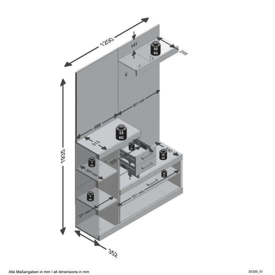 Auslauf ❤️ FMD Möbel FMD Furniture 4020-1000 Kompaktgarderobe In Nachbildung Beton Light Atelier/Weiß Edelganz, Maße Ca. 120 X 193,5 X 35,5 Cm (BxHxT) 🧨 – Bild 4