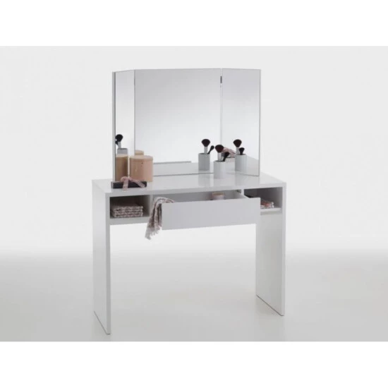 Top 10 🛒 FMD Möbel FMD Furniture 939-001 Schminktisch In Nachbildung Weiß Edelglanz, Maße Ca. 100 X 135,7 X 41,5 Cm (BxHxT) ✔️ – Bild 8