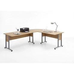 Angebote 🛒 FMD Möbel 3012-104 CALVIA Alteiche Schreibtisch Bürotisch Arbeitstisch Winkelkombination 120/160 Inkl. Metallkufen Kurz Ca. 240 X 200 Cm ⌛