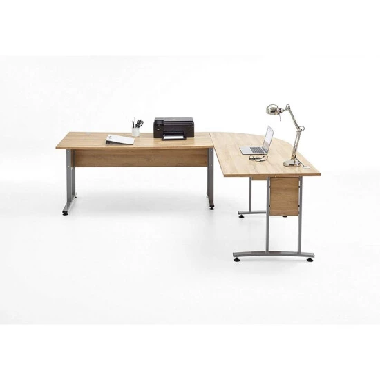 Angebote 🛒 FMD Möbel 3012-104 CALVIA Alteiche Schreibtisch Bürotisch Arbeitstisch Winkelkombination 120/160 Inkl. Metallkufen Kurz Ca. 240 X 200 Cm ⌛ – Bild 4