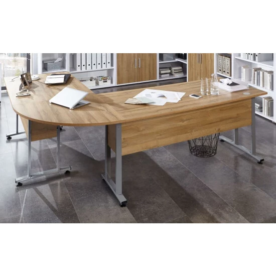 Angebote 🛒 FMD Möbel 3012-104 CALVIA Alteiche Schreibtisch Bürotisch Arbeitstisch Winkelkombination 120/160 Inkl. Metallkufen Kurz Ca. 240 X 200 Cm ⌛ – Bild 8