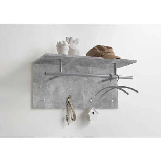 Rabatt 🌟 FMD Möbel FMD Furniture 441-001 Wandgarderobe In Nachbildung Beton Light Atelier, Maße Ca. 72 X 34,5 X 29,5 Cm (BxHxT) 🔥