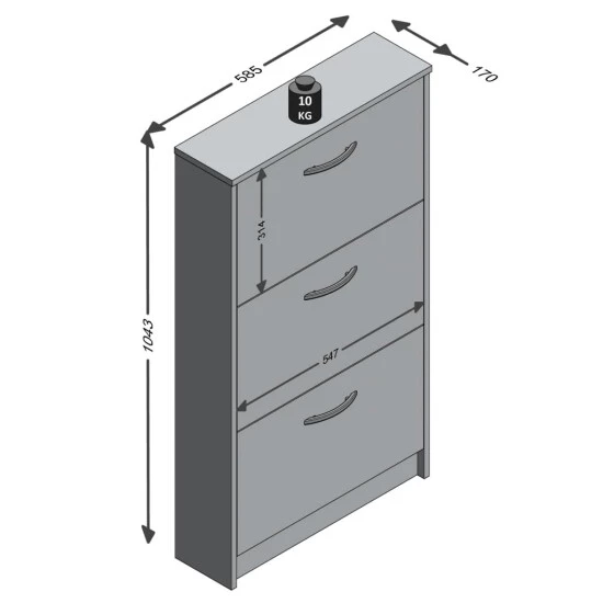 Großhandel ✨ FMD Möbel FMD Schuhschrank Mit 3 Kippfächern Weiß Und Eichenbraun 🎁