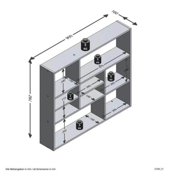 Blitzangebot 👏 FMD Möbel FMD Mika Große Bibliotheque - Noir Artisan Chene 🎁 – Bild 3