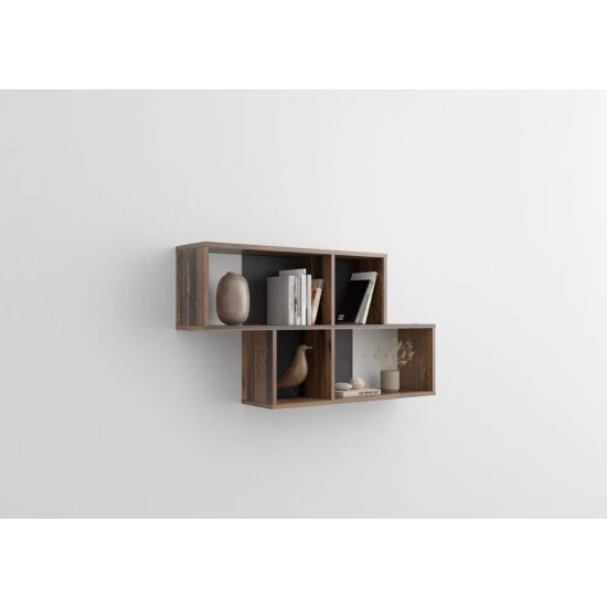 Schlussverkauf 🛒 FMD Möbel FMD Furniture Wandregal 100 X 53 X 19,5 Cm In Old Style Dunkel / Anthrazit Stabiles Hängeregal Mit 4 Fächern Für Wohnzimmer, Küche, Schlafzimmer ❤️ – Bild 2