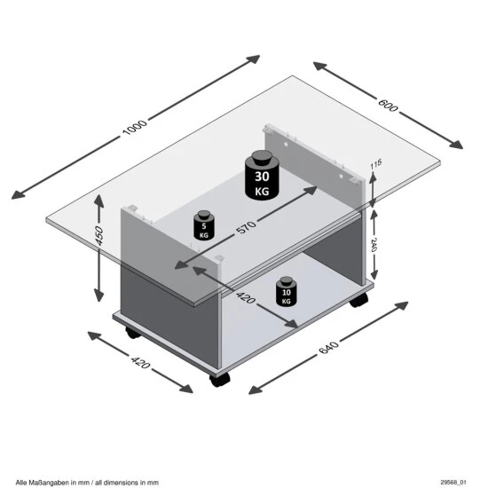 Am billigsten 💯 FMD Möbel Couchtisch Beistelltisch Wohnzimmertisch 100 X 44 X 60 Cm AZUR Matera Grau / Old Style Nb. ✔️ – Bild 2