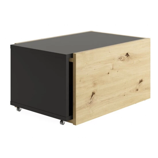 Blitzangebot 🤩 FMD Möbel Couchtisch Beistelltisch Ausziehbar Ca. 126 X 38 X 50 Cm SLIDE Artisan Eiche Nb. Schwarz 🥰 – Bild 3