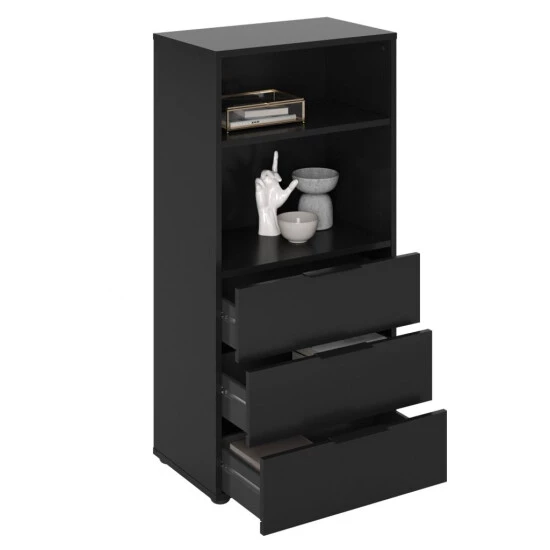 Bestpreis 🧨 FMD Möbel Kommode Sideboard Highboard Schubkästen 557-006 DARK 6 Schwarz Ca. 50 X 101 X 32 Cm ✨