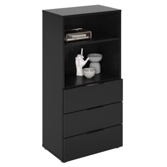 Bestpreis 🧨 FMD Möbel Kommode Sideboard Highboard Schubkästen 557-006 DARK 6 Schwarz Ca. 50 X 101 X 32 Cm ✨ – Bild 2