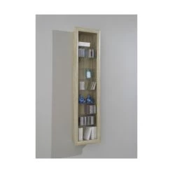 Bestes Angebot 🔥 FMD Möbel BORA 9 Hängevitrine Mit 8 Glaseinlegeböden, Eiche Nb, 109-009 ✔️