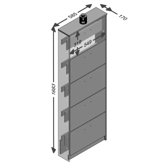 Aktion ❤️ FMD Möbel FMD Furniture 411-005 Schuhkipper In Nachbildung Beton Light Atelier/Weiß, Maße Ca. 58,5 X 168,5 X 17 Cm (BxHxT) 🤩 – Bild 7