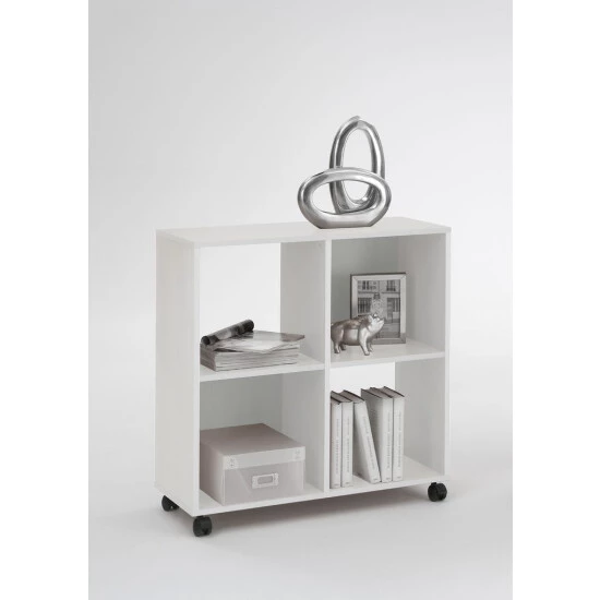 Brandneu ❤️ FMD Möbel SPRINT Regal Mit 4 Fächern Auf Rollen - Weiß - Maße: 72 Cm X 78 Cm X 33 Cm; 290-001 🎉