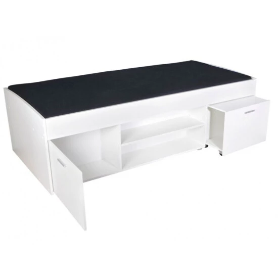 Bestes Angebot 👏 FMD Möbel FMD Furniture 810-001 Bettanlage Mit Stauraum In Ausführung Weiß, Maße Ca. 203,5 X 58,5 X 95,9 Cm (BxHxT) 😉 – Bild 3