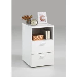 Bestes Angebot ⌛ FMD Möbel COLIMA 1 Nachtkonsole Mit 2 Schubkästen Und 1 Offenen Fach - Weiß - Maße: 35 Cm X 61,5 Cm X 39,9 Cm; 652-001 🔔